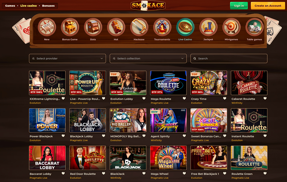 Smokace Casino Spiele
